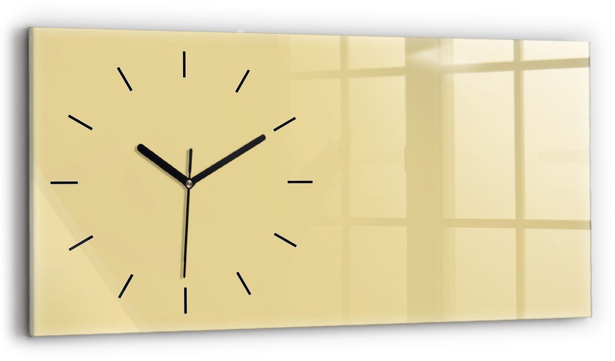 Wallfluent Wandklok - Romig Glazen Klok Rechthoekige - 60 cm x 30 cm - Romig Wandklok - Zwarte Handen - Wandklok Zonder Cijfers - Stille Wandklok Slaapkamer - Rechthoekige Glas Klok - Industrieel Wandklok - Rechthoekige Glazen Wandklok