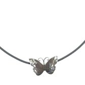 Behave® Ketting zwart met vlinder emaille 42 cm