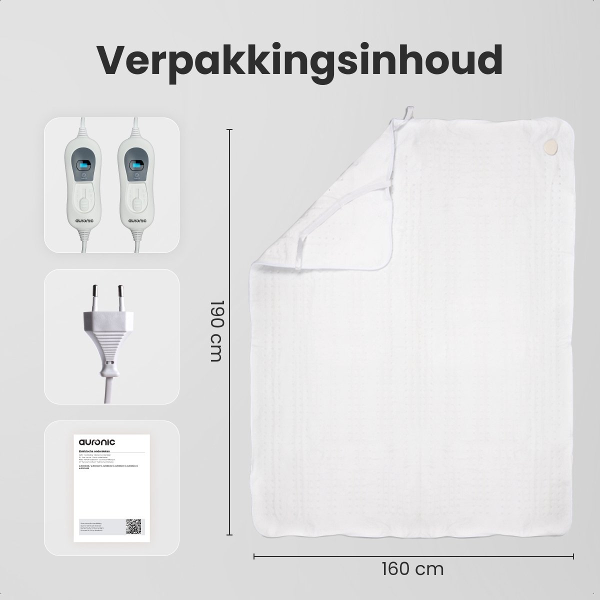 Auronic Elektrische Onderdeken XL - 190x160 cm - 2 Persoons - Met Hoekelastieken - Verwarmingsdeken - Wit — cadeau in Cadeau-ideeën - foto 7