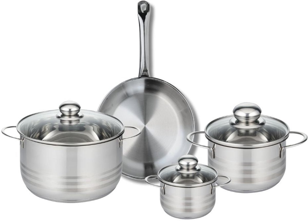 Set van 1 Koekenpan 24 cm en 3 kookpotten 12, 16 en 20 cm Elo Profi Brillant