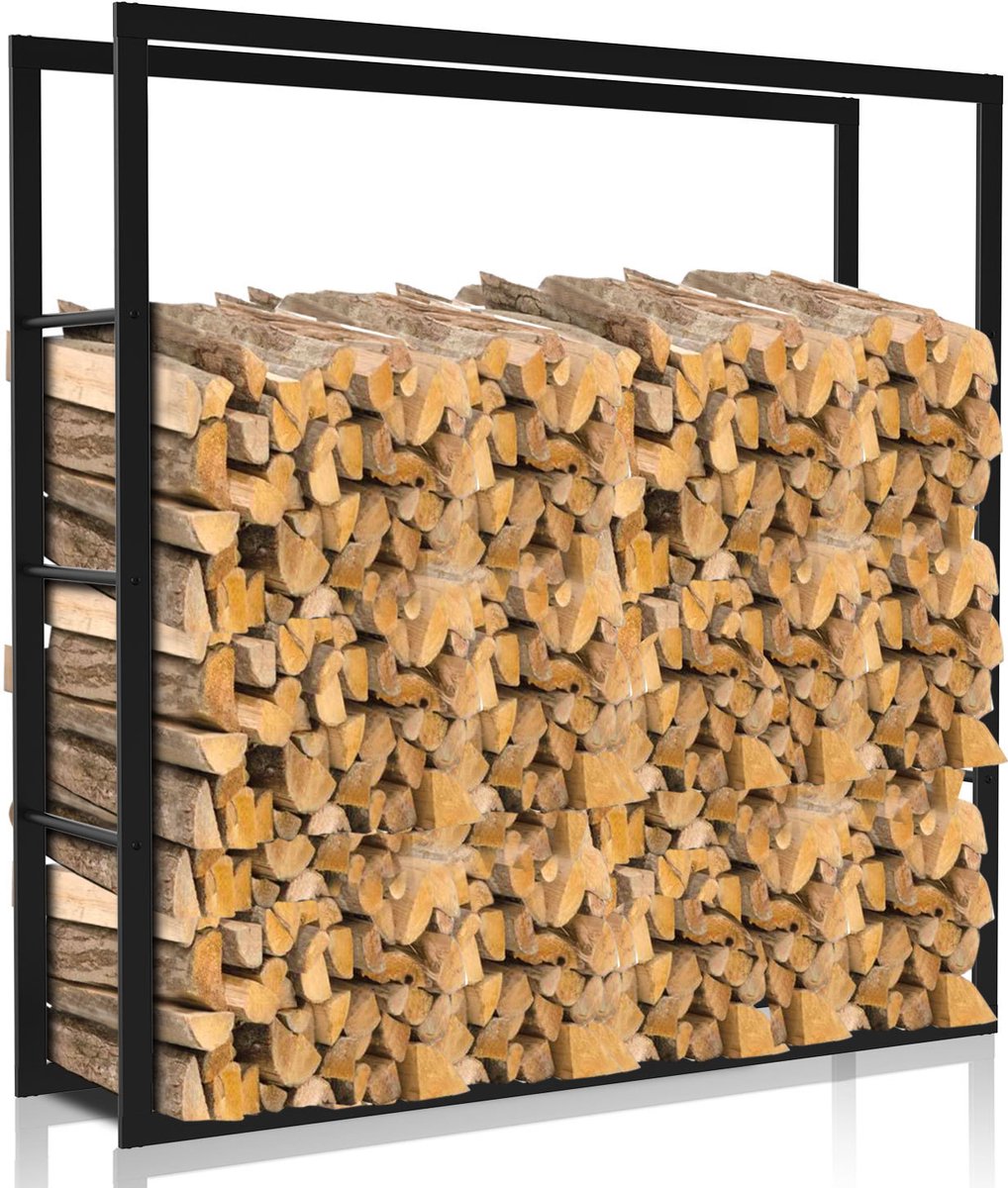 Houtrek buiten Metaal Stabiele Eenvoudige Montage Eenvoudige montage 100 x 100 x 25 cm Zwart