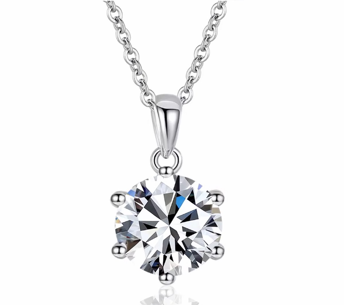 Aurélia Dames Ketting – 1,0 ct | 5mm Moissanite Lab Diamant – 925 Sterling Zilver met Vergulde Hanger – Luxe & Tijdloos Cadeau Sieraad