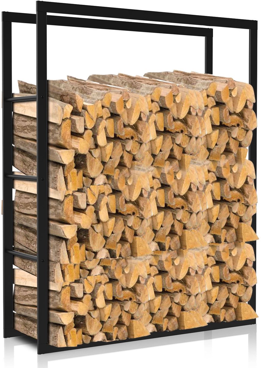 Houtrek buiten Metaal Stabiele Eenvoudige Montage 100 x 80 x 25 cm Zwart