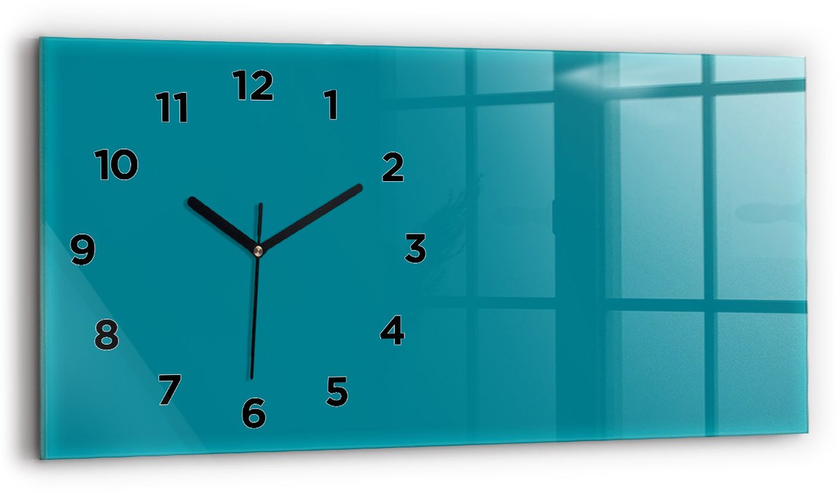 Wallfluent Wandklok - Maritiem Rechthoekige Glas Klok - 60 cm x 30 cm - Maritiem Wandklok - Zwarte Handen - Wandklok Met Cijfers - Kinder Wandklok Glas - Rechthoekige Glazen Wandklok - Scandinavisch Wandklok - Glazen Klok Rechthoekige