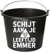 Emmer - Schijt aan je leeftijd emmer - Cadeau emmer - met tekst - 12 liter - zwart