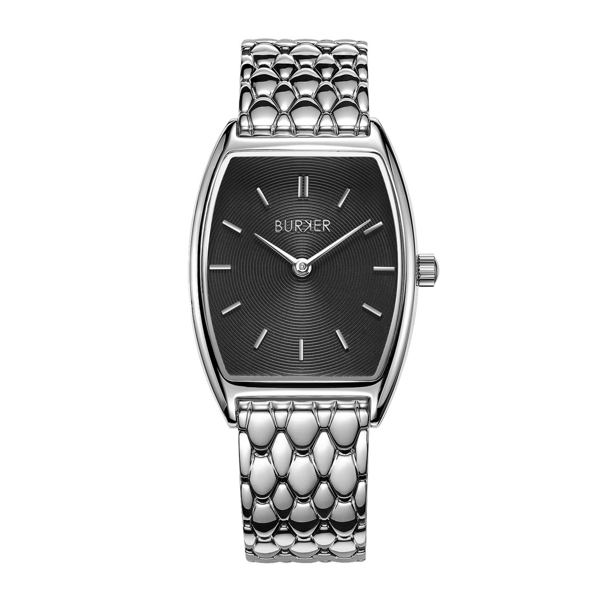 BURKER Grace Horloge Dames - Ovaal - Zilver Zwart - Schakelband - 25 mm