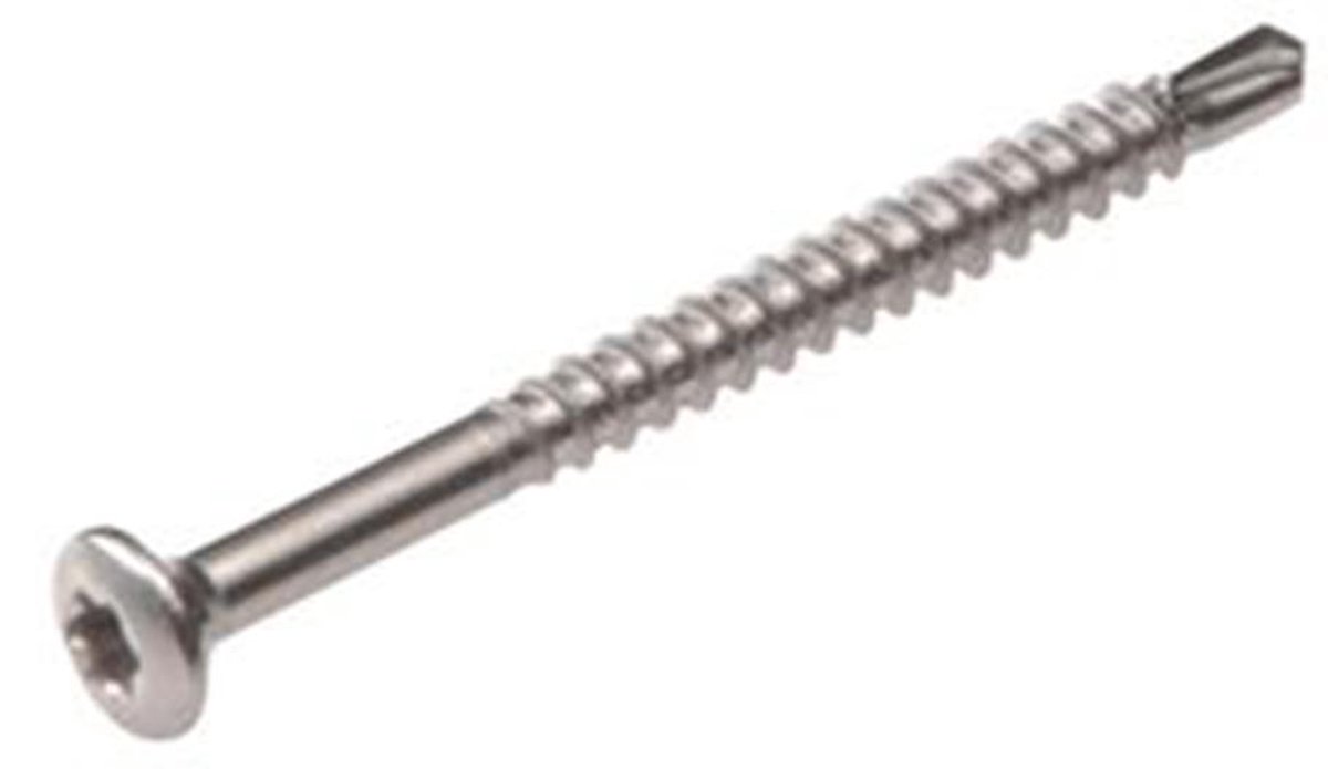 Proftec - Torx 10 Lenskop Glaslatschroeven - 3,2x30mm - Deeldraad - RVS-410 (200 stuks)