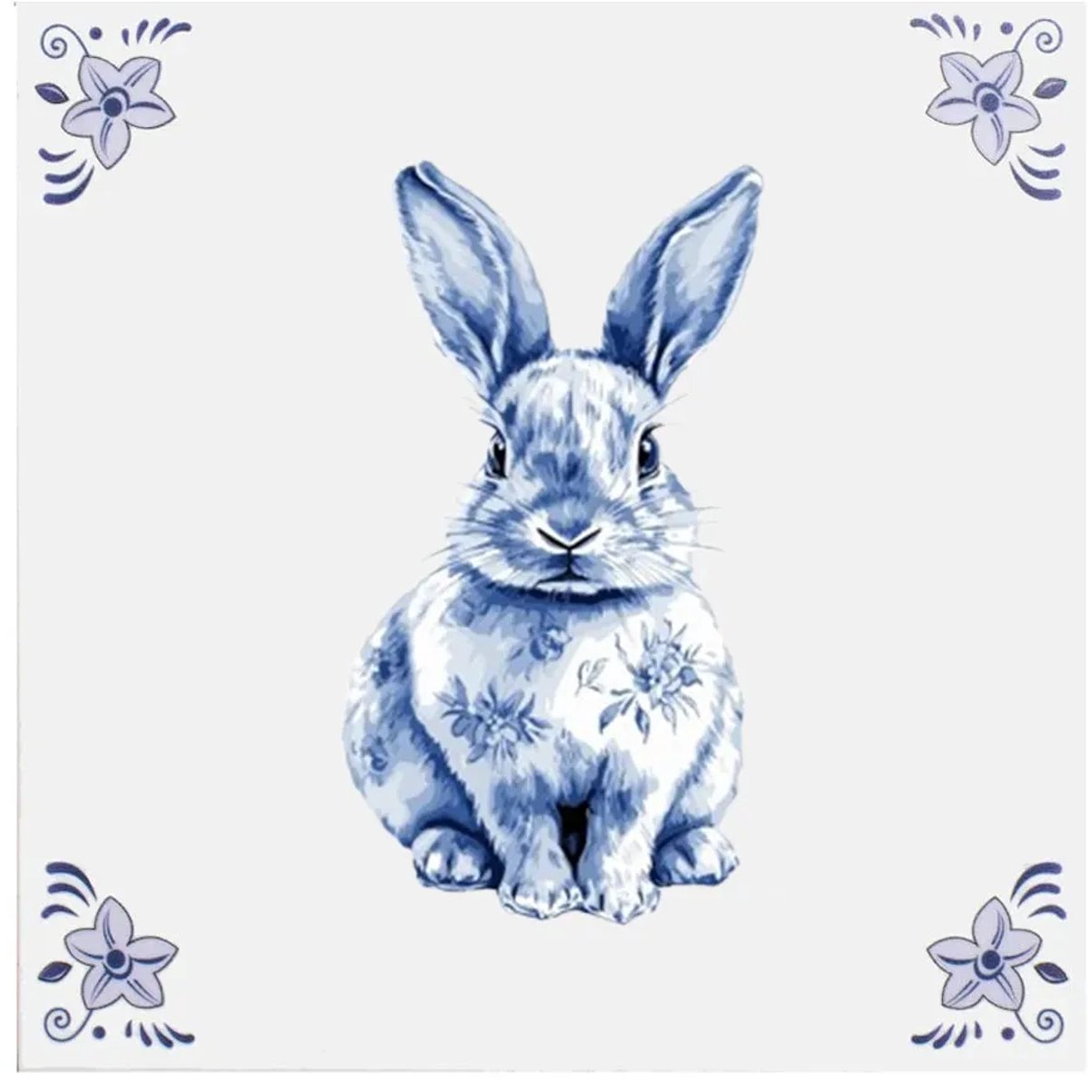 Delfts blauw tegeltje konijn - delfts blauw wandbord - delftsblauw - hollandse cadeautjes - wanddecoratie - decoratieve accessoires