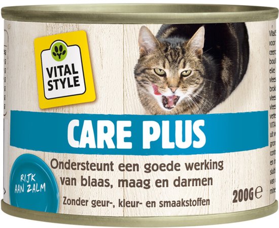 Vitalstyle Kattenvoer Blik Care Plus - 12 x 200 gr - Voordeelverpakking