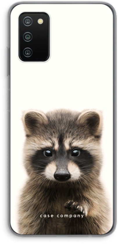 Une coque de téléphone avec un imprimé de raton laveur mignon. Le raton laveur regarde la caméra.