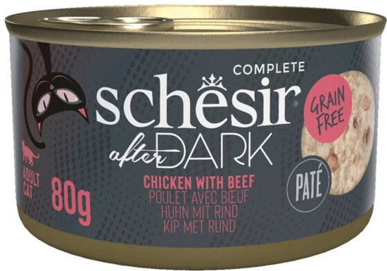 Schesir After Dark Paté Kip & Rund - 12 x 80 gr - Voordeelverpakking