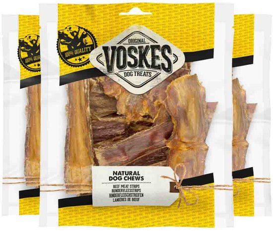 Voskes Runderstrips - 3 x 100 gr - Voordeelverpakking