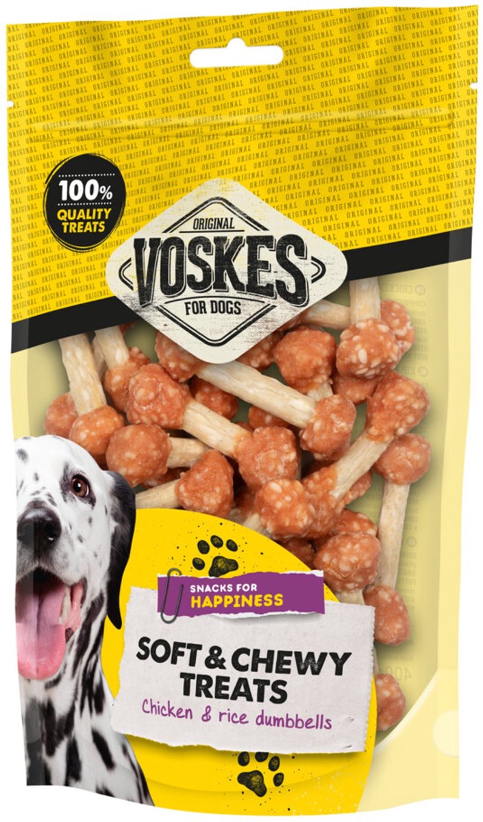 Voskes Hondensnacks Halters Kip & Rijst - 15 x 400 gr - Voordeelverpakking