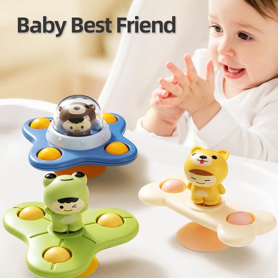 3-pack Zuignap Speelgoed Voor Kinderen - Badspeelgoed - Baby Sensorisch Speelgoed Draaiend Speelgoed Met Zuignap Tafelzuignap Voor Kinderen Vanaf 1 Jaar Zuignap Speelgoed Babycadeaus Voor Ki