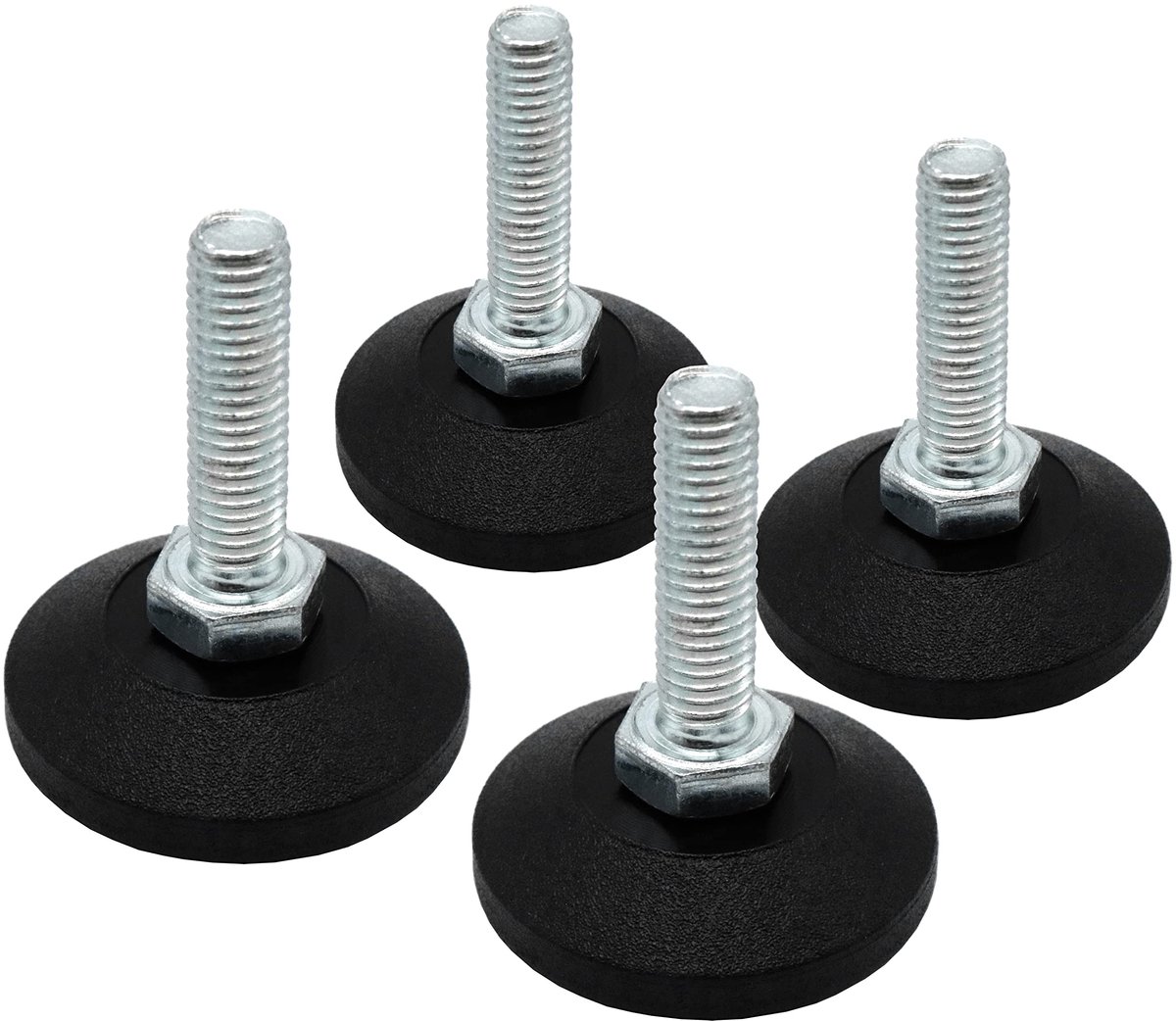 4 x Metrische Stelschroeven - Diameter 38 mm - Draaibare Kunststof Plaat - M8 x 30 mm