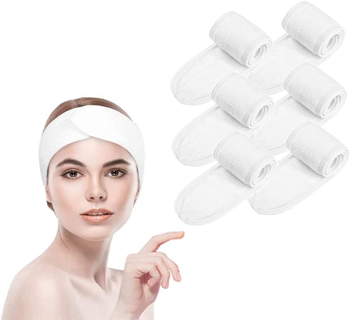 6x Make-up Haarbanden – Verstelbaar & Zacht, Polyester Microvezel, Ideaal voor Spa, Gezichtsreiniging, Yoga en Make-up