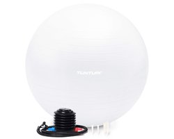 Ballon de Fitness Tunturi Anti Burst avec pompe - Ballon de Yoga 75 cm - Ballon de Pilates - Ballon de grossesse - Poids utilisateur 220 kg - Avec application d'entraînement - Wit