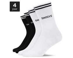 SNOCKS Hoge Sportsokken met Strepen - Sportsokken Heren - Sportsokken Dames - Biologisch Katoen - Maat 35/50 - 4 Paar - Comfortabel - Duurzaam Cadeau