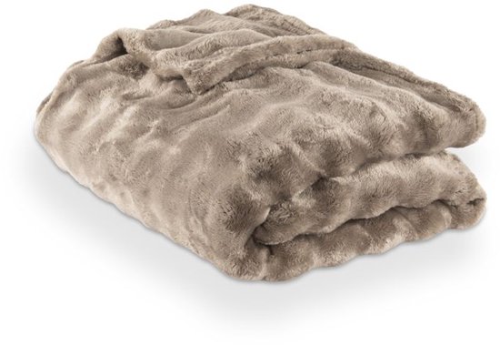 Tiseco - Plaid WAVE - Zacht fleece deken met bubbelstructuur - 150x200 cm, taupe