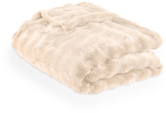 Tiseco - Plaid WAVE - Couverture polaire douce avec texture à bulles - 150x200 cm, ivoire