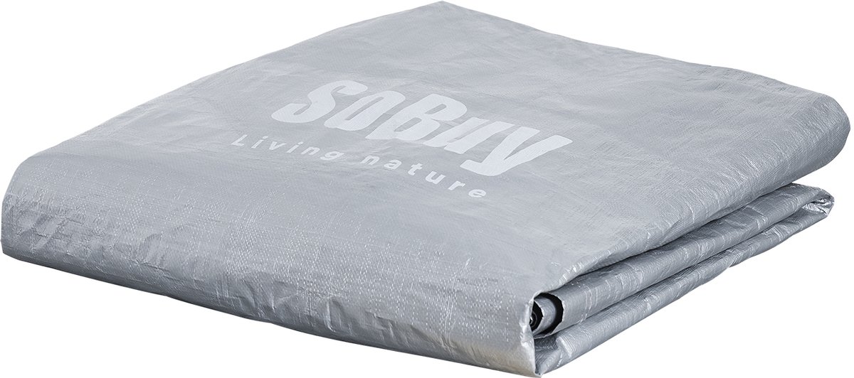 SoBuy Weerbestendig dekzeil voor fietsgarage/gereedschapsschuur, uv-bescherming, regenbescherming, outdoorzeil voor tuin, terras, zilver, 159 x 219 x 165 cm, SDA12-SIL
