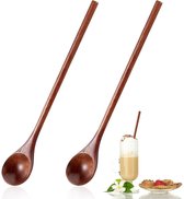 Cuillère japonaise coréenne à long manche - 5 pièces - cuillère de table en bois