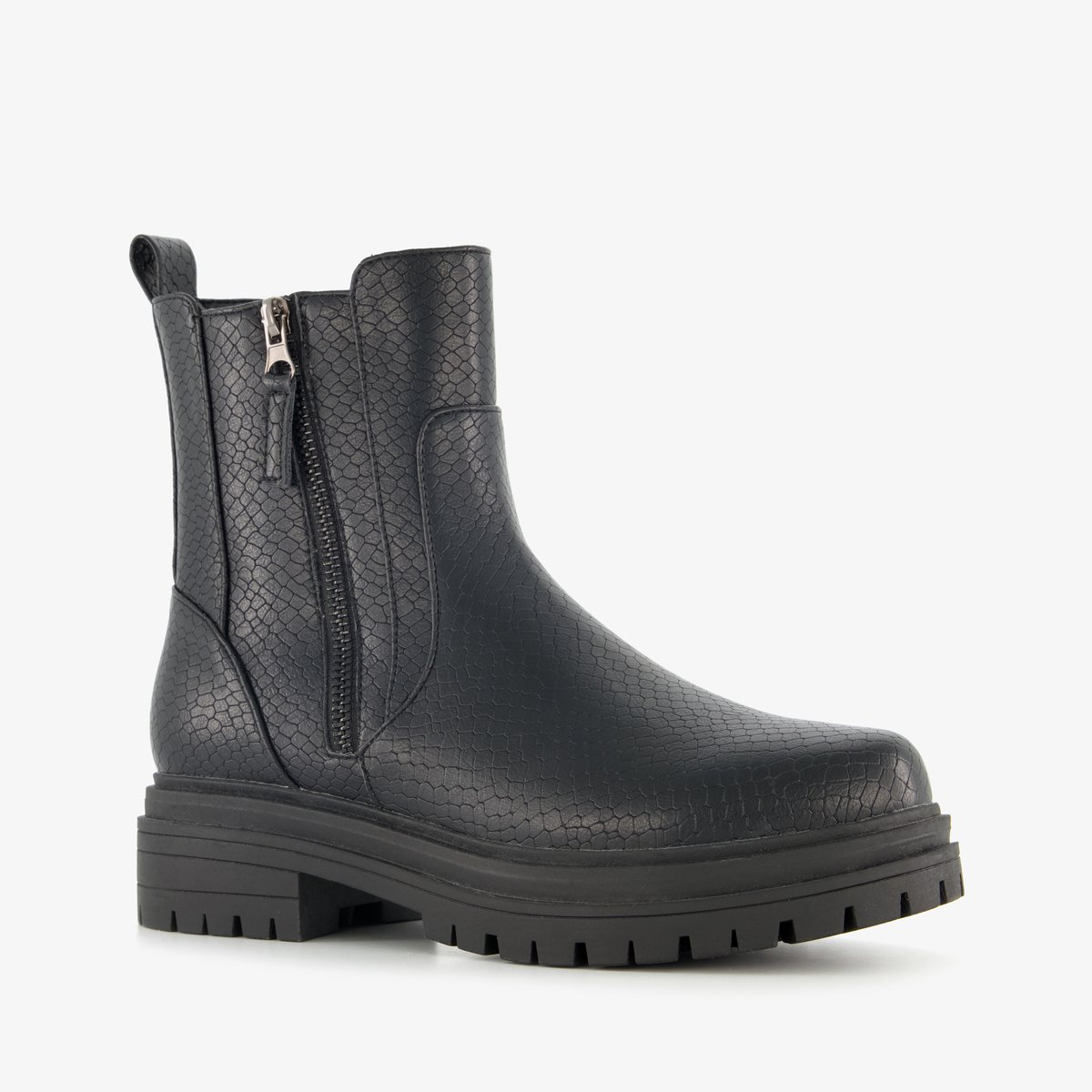 Blue Box dames boots met croco print zwart - Maat 36