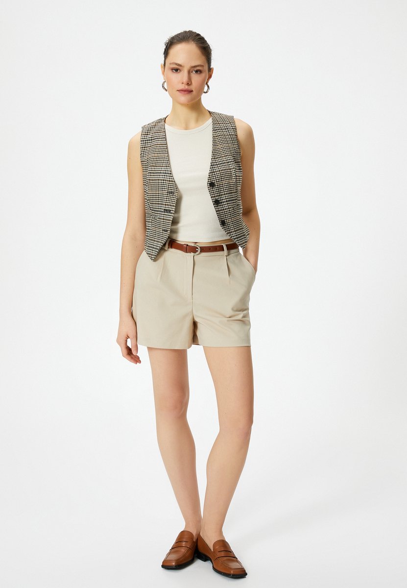 Bermudalengte (boven de knie) Hoge taille Shorts