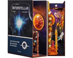 Tonecheer Interstellar Book Nook Bouwpakket - Modelbouw - 18,2 x 8 x 24,5 cm - Houten 3D Puzzel - Boekensteun - LED-licht - Bewegingssensor Licht - Boekenhouder