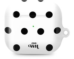 xoxo Wildhearts hoesje geschikt voor AirPods 3 - Polka Dots (Wit) - Ook als telefoonhoesje verkrijgbaar - schokbestendige case - koptelefoonhoesje - Beschermhoes met stippenpatroon - Wit met zwart stippen