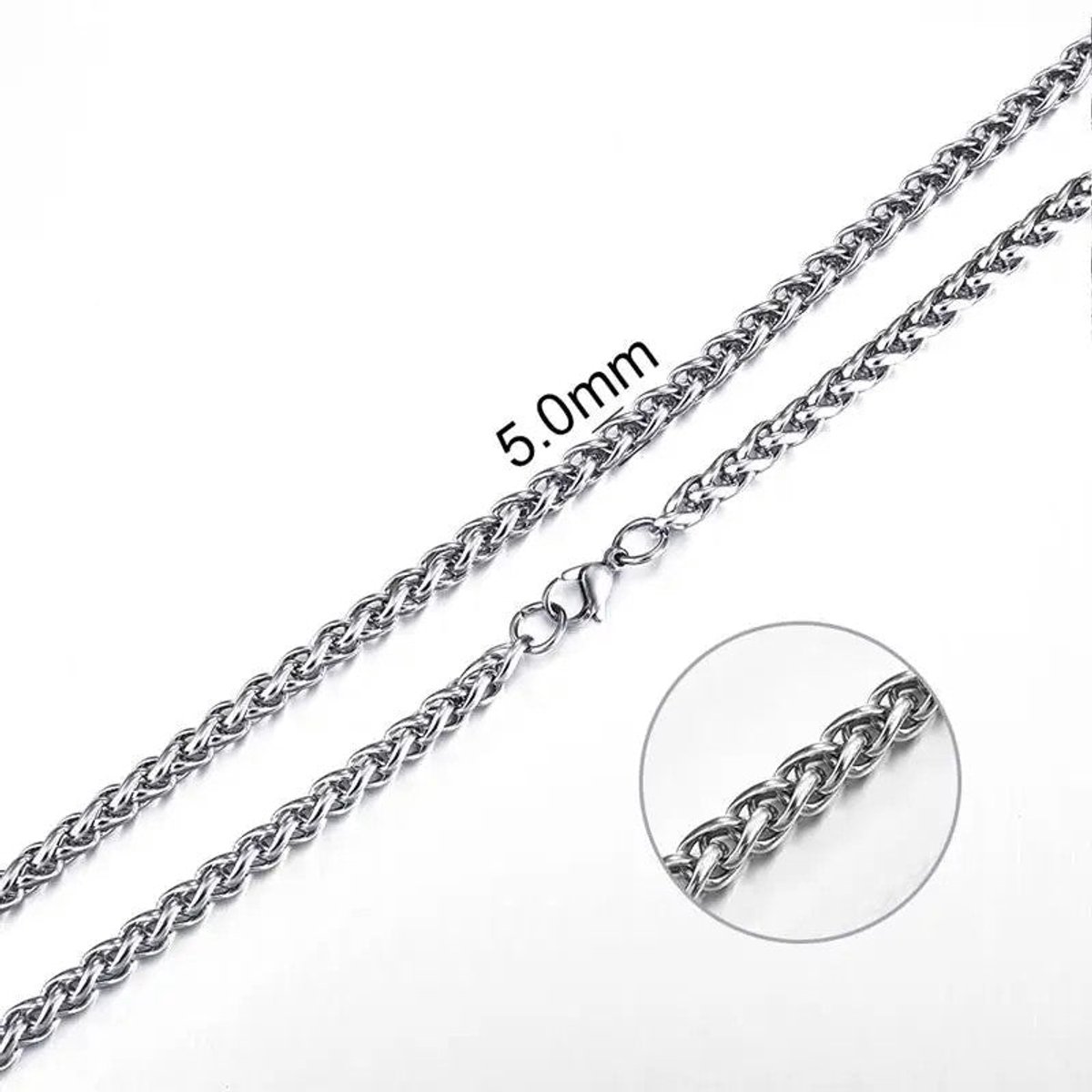 Aramat Jewels | Halskettingen | Vossenstaart Halsketting RVS 45 cm – 5 mm | | | |5mm | Staal | Volwassenen | Verkleurd niet