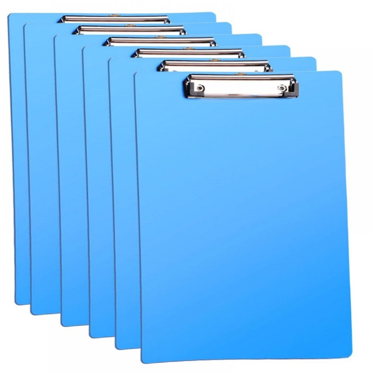 TOVBMUP A4-klembord met rubberen metalen clip - 6-pack - Klembord - Geschikt voor schrijfblokken, kantoren en documentenverzameling - Blauw