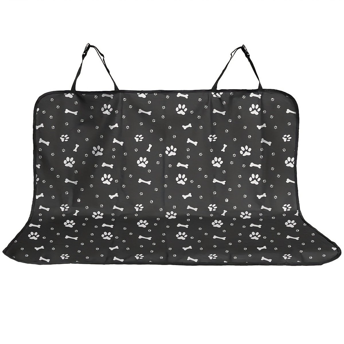 130 x 125 cm Hondendeken Auto achterbank – Achterbank beschermhoes – Autobeschermer hond – Waterdicht en slijtvast – Hondenpoot- en botpatroon – Zwart