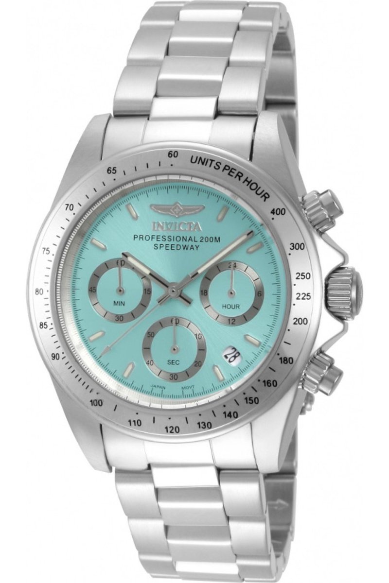 Invicta Speedway 49800 Heren Horloge - Waterdicht - Analoog - Quartz Uurwerk - Roestvrij Staal met blauwe Wijzerplaat - 39mm
