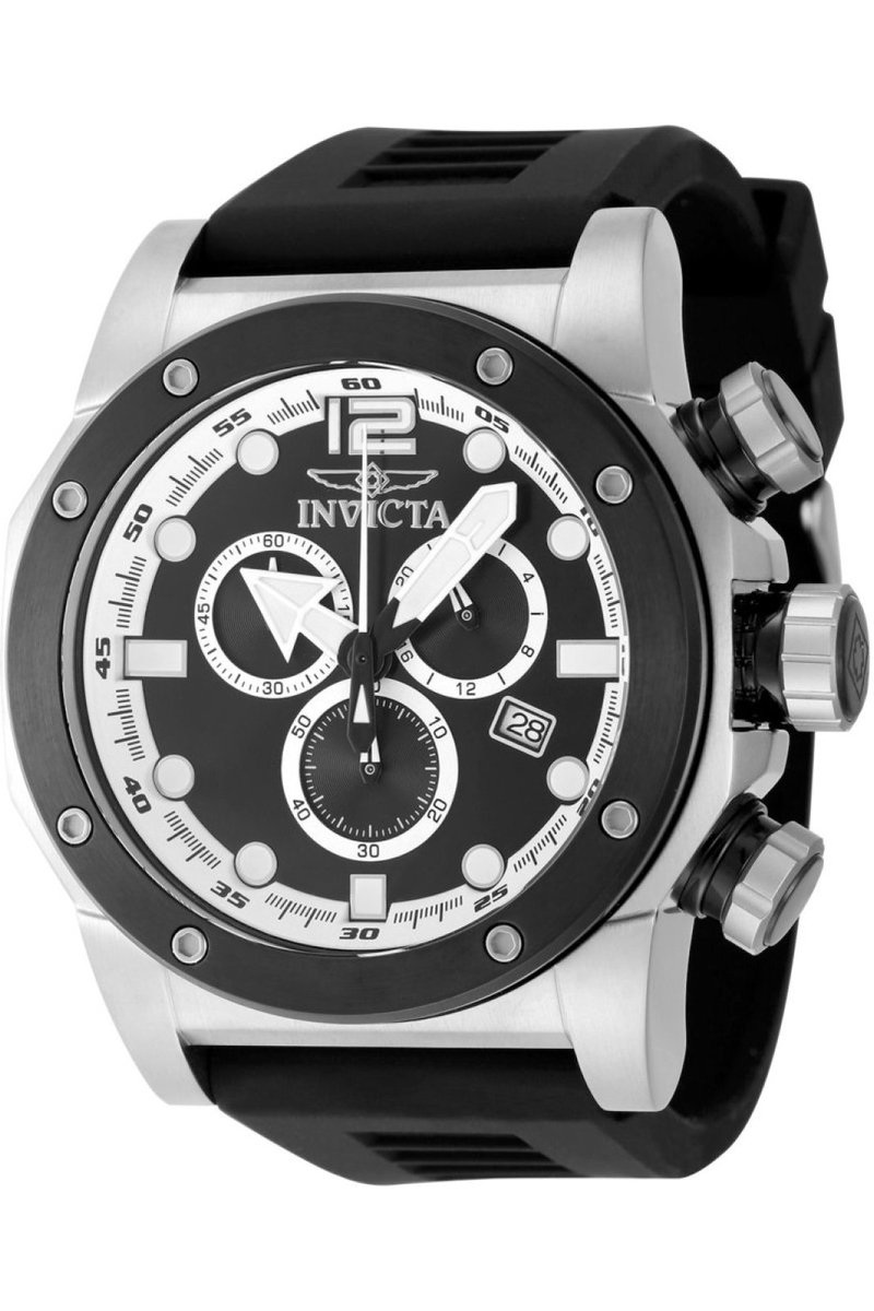 Invicta Sea Hunter 48979 Heren Horloge - Waterdicht - Analoog - Quartz Uurwerk - Roestvrij Staal met zwarte Wijzerplaat - 52mm