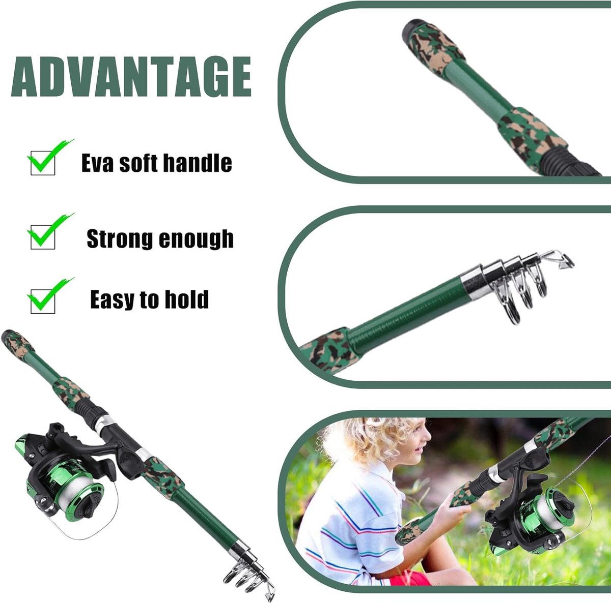 Kit De Pêche Enfant Débutant – Canne Télescopique 1,8 M, Moulinet Pré-ensilé, Appâts, Accessoires, Sac – Pour Enfants De 3 à 10 Ans