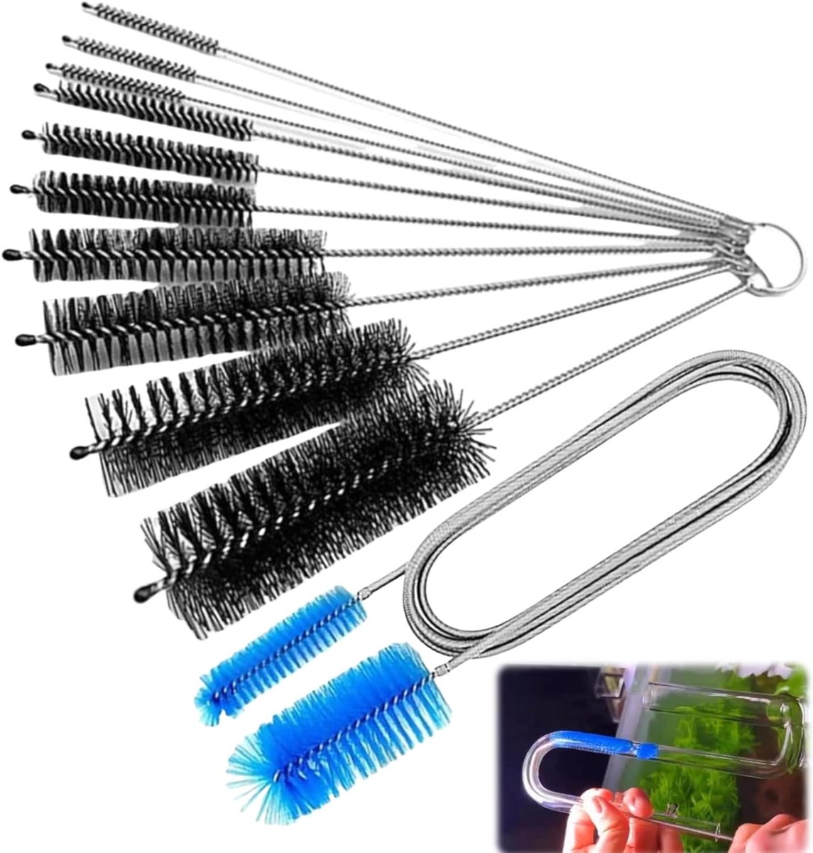 Nylon Buisreinigingsborstel, Aquariumreinigingsborstel, 11 stuks slangreinigingsborstels, buisreinigingsborstel, aquariumfilter waterpijpborstel voor aquariumkeuken thuis - Cyslmuk®