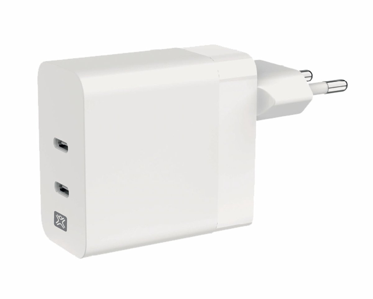 XtremeMac Dual USB-C Lader - 65W - Lichtgewicht - Compact - Wit