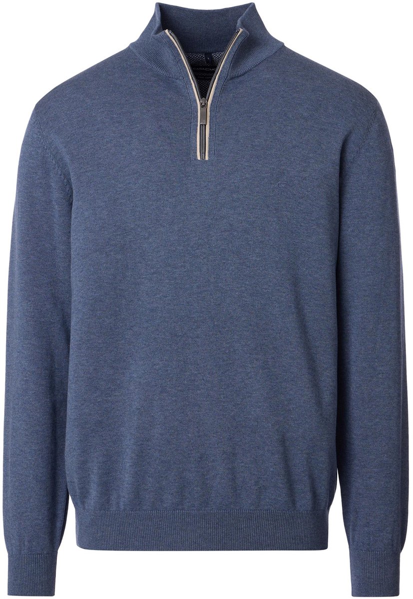Casa Moda - Half zip trui - Heren - L - Blauw - Katoen - 004410