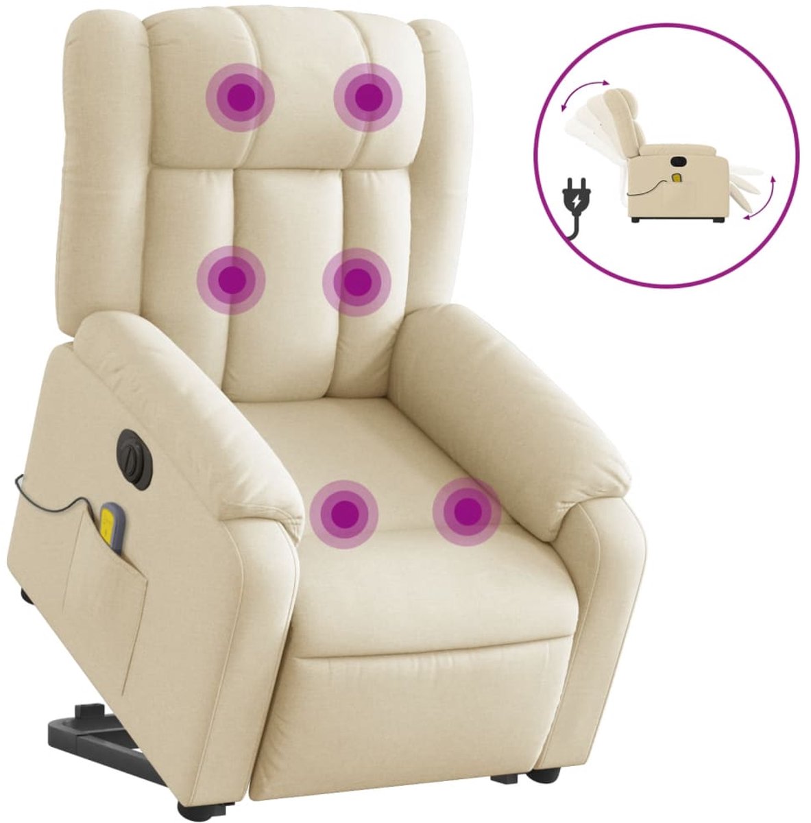 vidaXL Sta-op-massagestoel - elektrisch - verstelbaar - stof - crèmekleurig