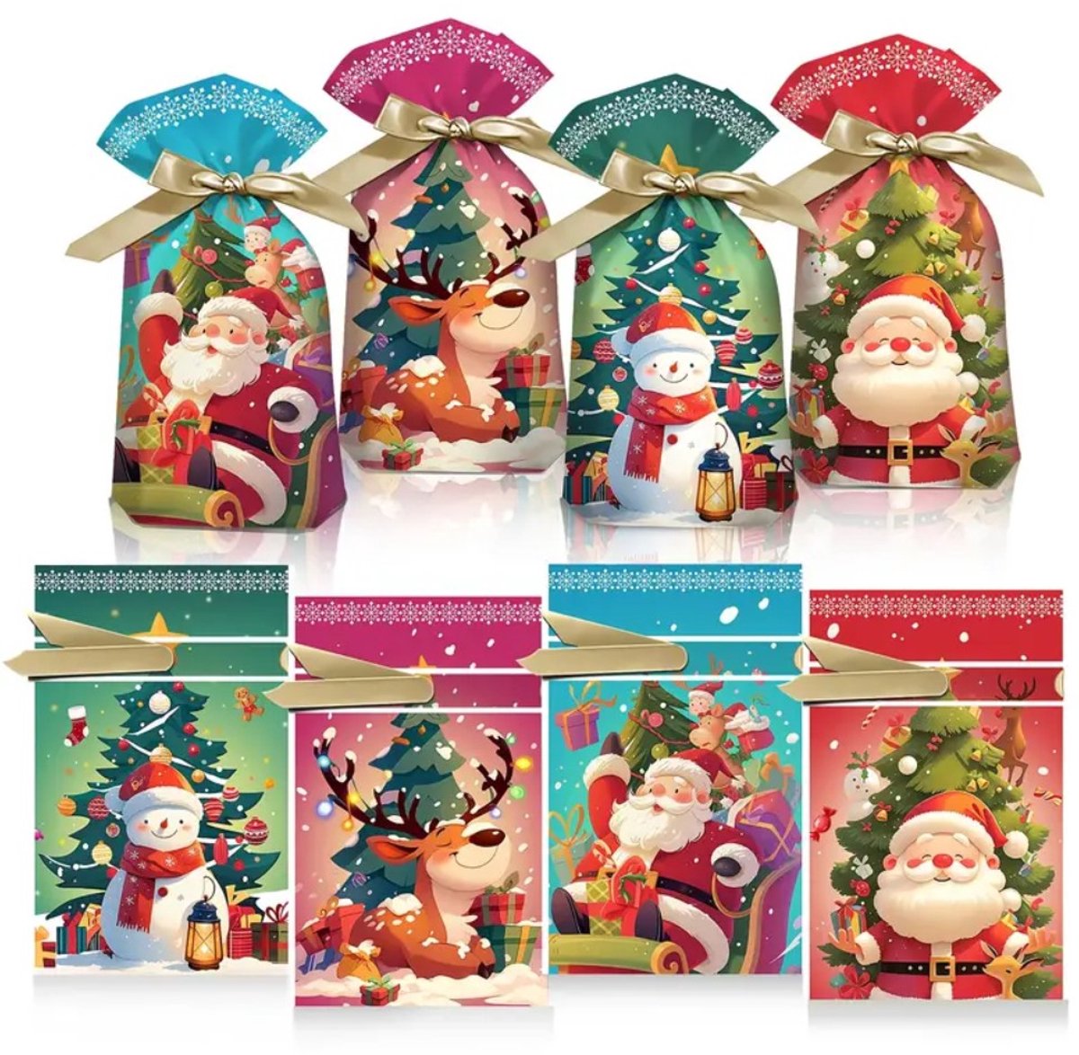 50 stuks kerstzakjes 23x15 cm met aantreklint