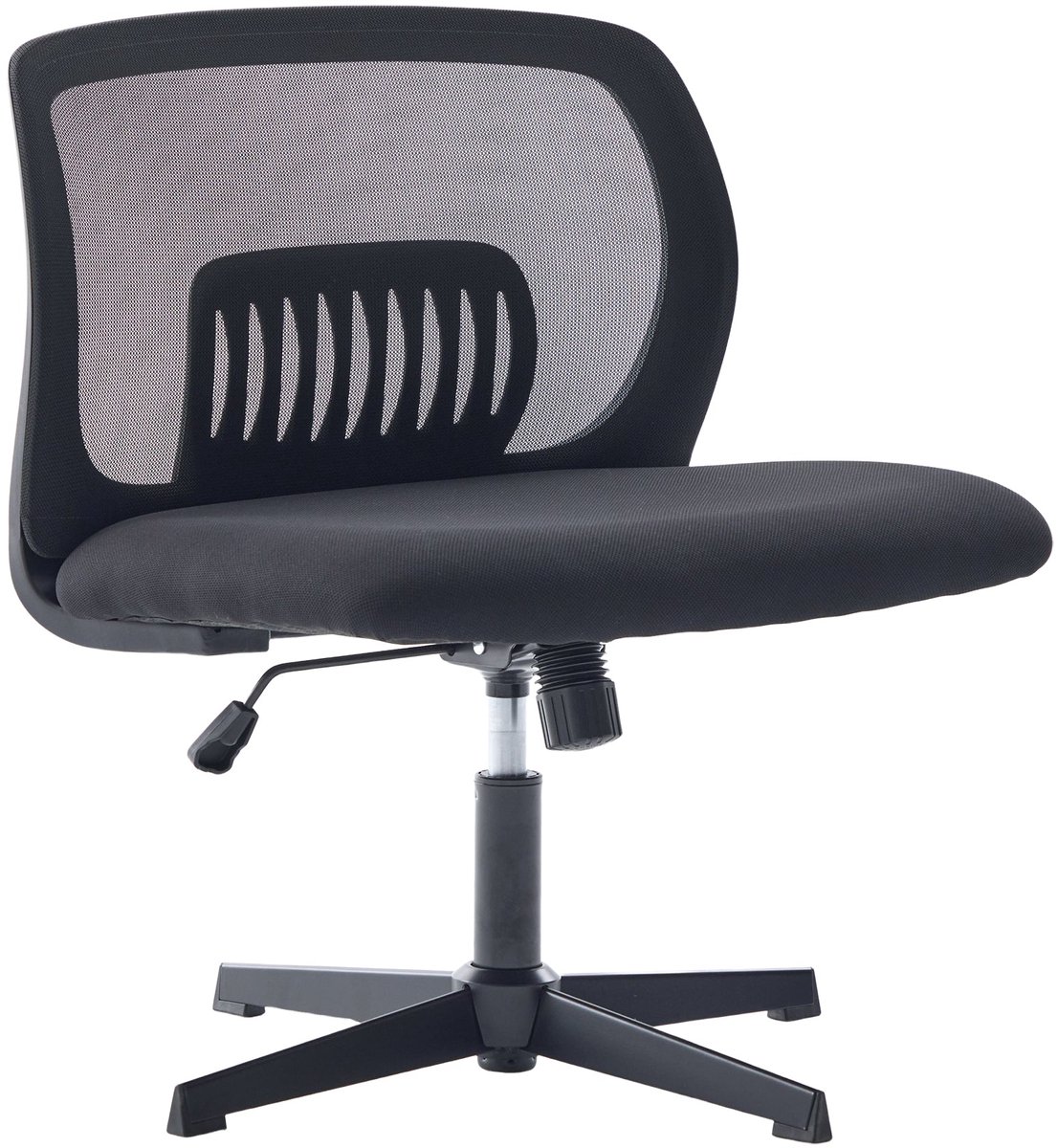 Merax Armloze Bureaustoel - Ergonomische Draaistoel met Brede Zitting - Wipfunctie - Hoogte Verstelbaar - 360° Draaiing - Zwart