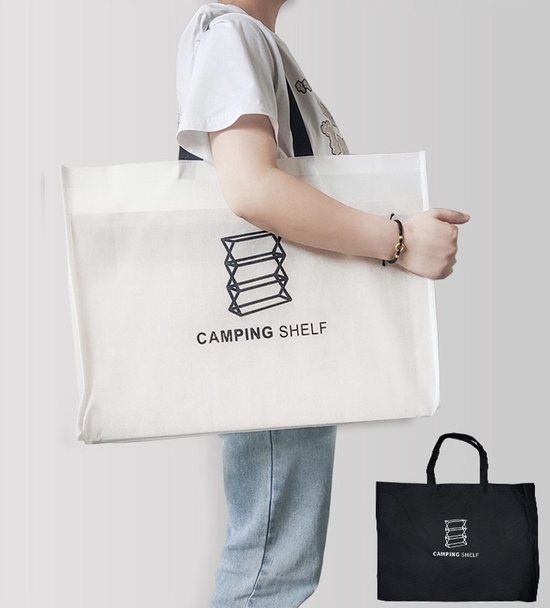 Draagbaar campingrek - 3 laags - Met 2 haken - Outdoor - Indoor - Kamperen - Opvouwbaar rek voor camping - Picknick - Bamboe - Opbergrek van Merkloos — afbeelding 3