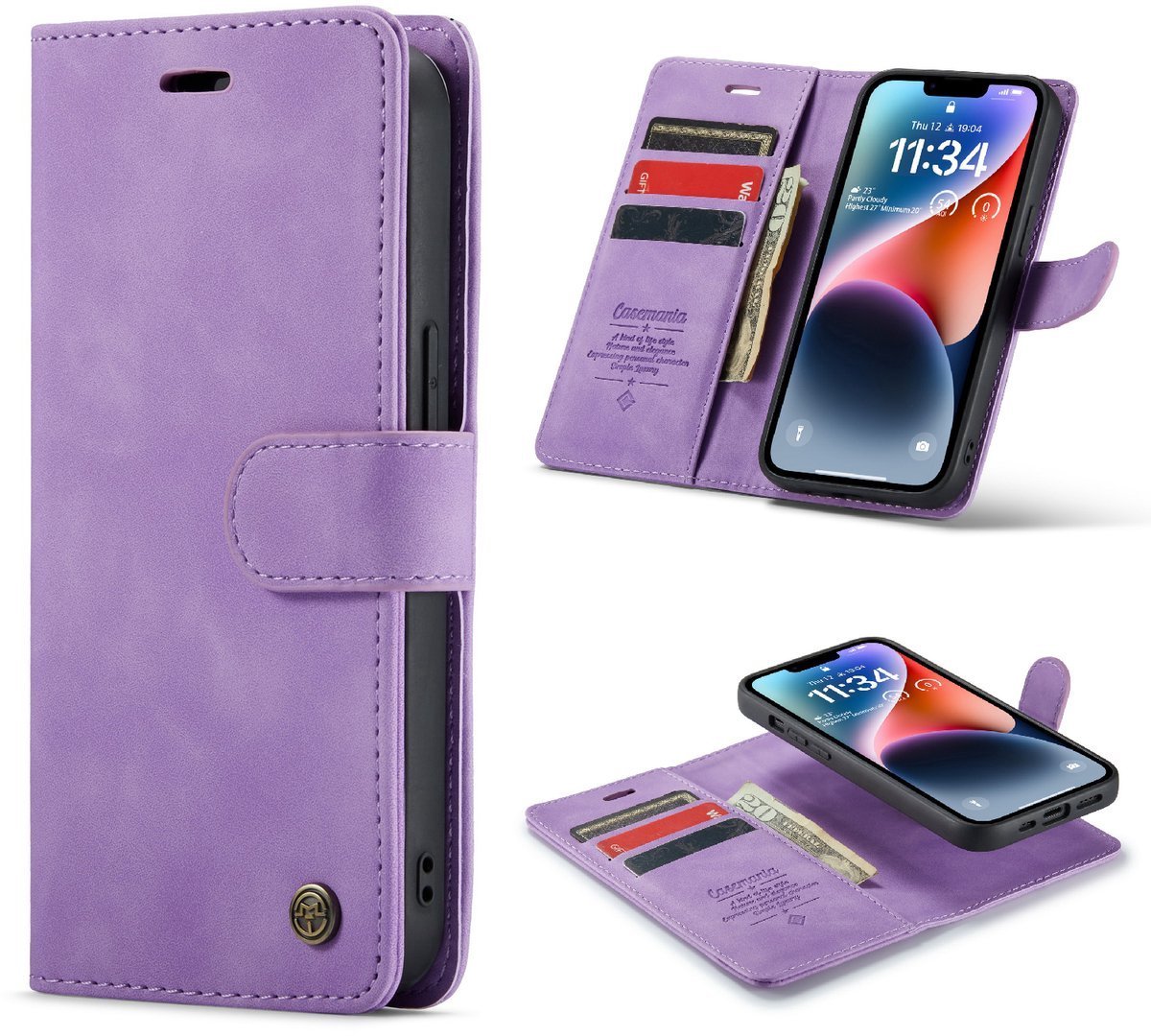 Casemania - Bookcase iPhone 16e-17e - 2 in1 - Paars