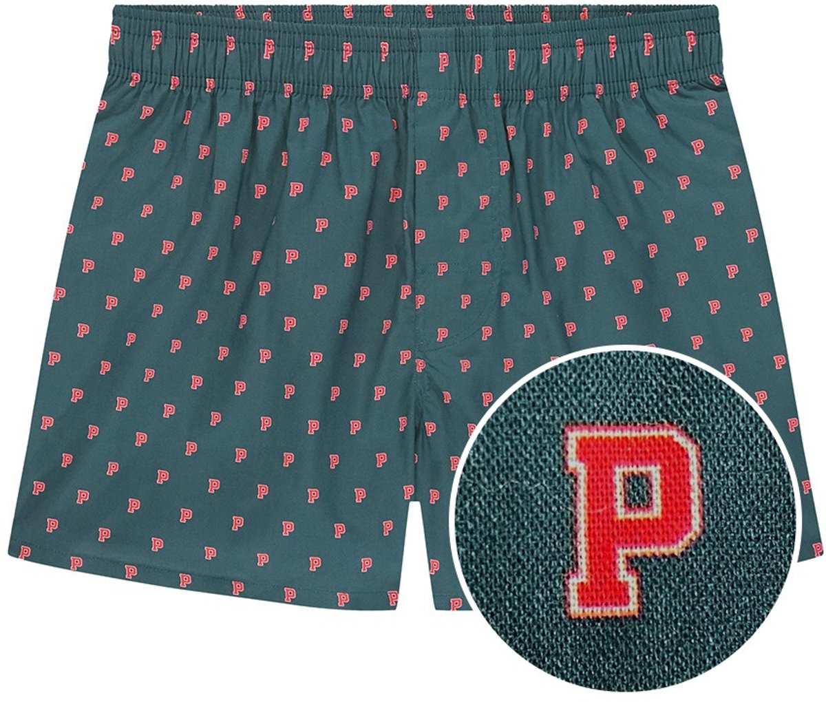 Pockies heren wijde boxershort P's allover groen