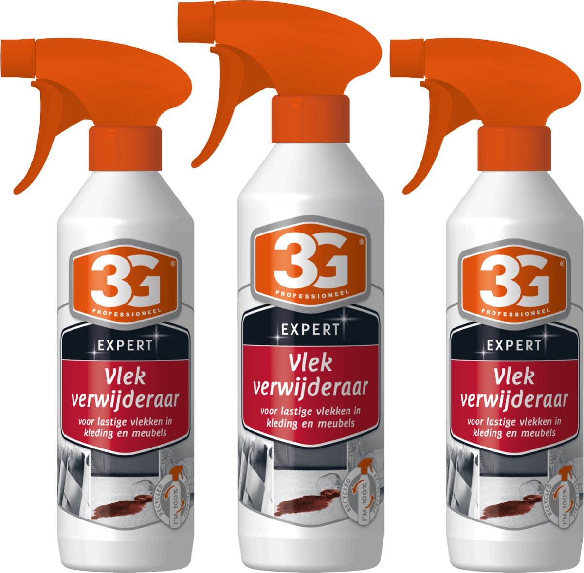 3x 3G Professioneel Vlekreiniger 500 ml - Vlekverwijderaar - Vlekverwijderaar Kleding - Vlekken Reiniger - Textiel Reiniger - Tapijtreiniger - Hardnekkige Vlekken - 3-Pack