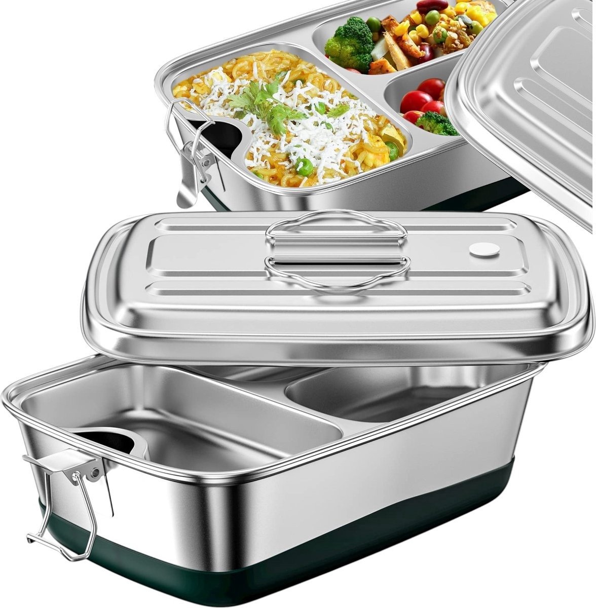 Dutchers® RVS Lunchbox 2000ml – Grote Broodtrommel – BPA-vrij & Lekvrij – Bento Box met Meerdere Vakken – Meal Prep Lunch Organizer – Ideaal voor School Werk, Picknick & Onderweg – Voor Kinderen & Volwassenen
