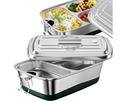 Dutchers® RVS Lunchbox 2000ml – Grote Broodtrommel – BPA-vrij & Lekvrij – Bento Box met Meerdere Vakken – Meal Prep Lunch Organizer – Ideaal voor School Werk, Picknick & Onderweg – Voor Kinderen & Volwassenen