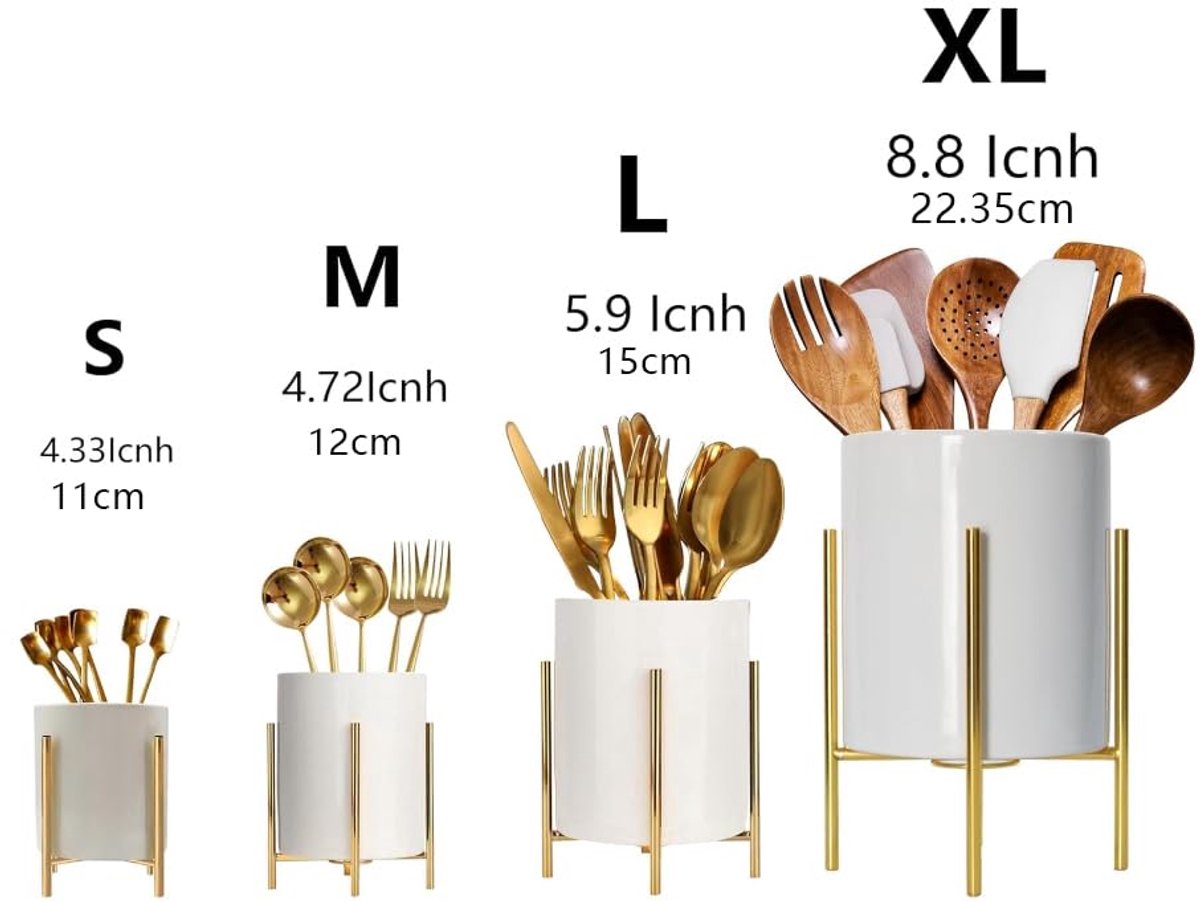 Keramische opbergdoos voor keukengerei - Modern keukengereirek (wit)