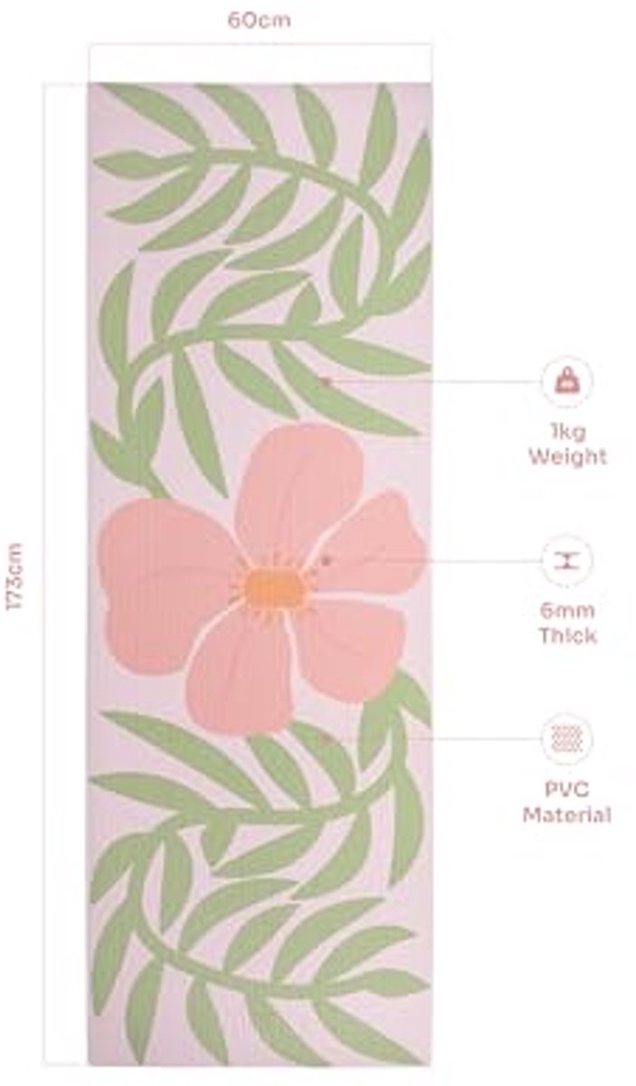 Antislip Yogamat voor Yoga, Pilates en Fitness - 6 mm Dikte, Lichtgewicht en Reismatig — afbeelding 2